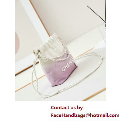 Chanel Patent Gradient Calfskin  &  Lacquered Metal CHANEL 22 Mini Handbag AS3980 White/Light Purple 2025